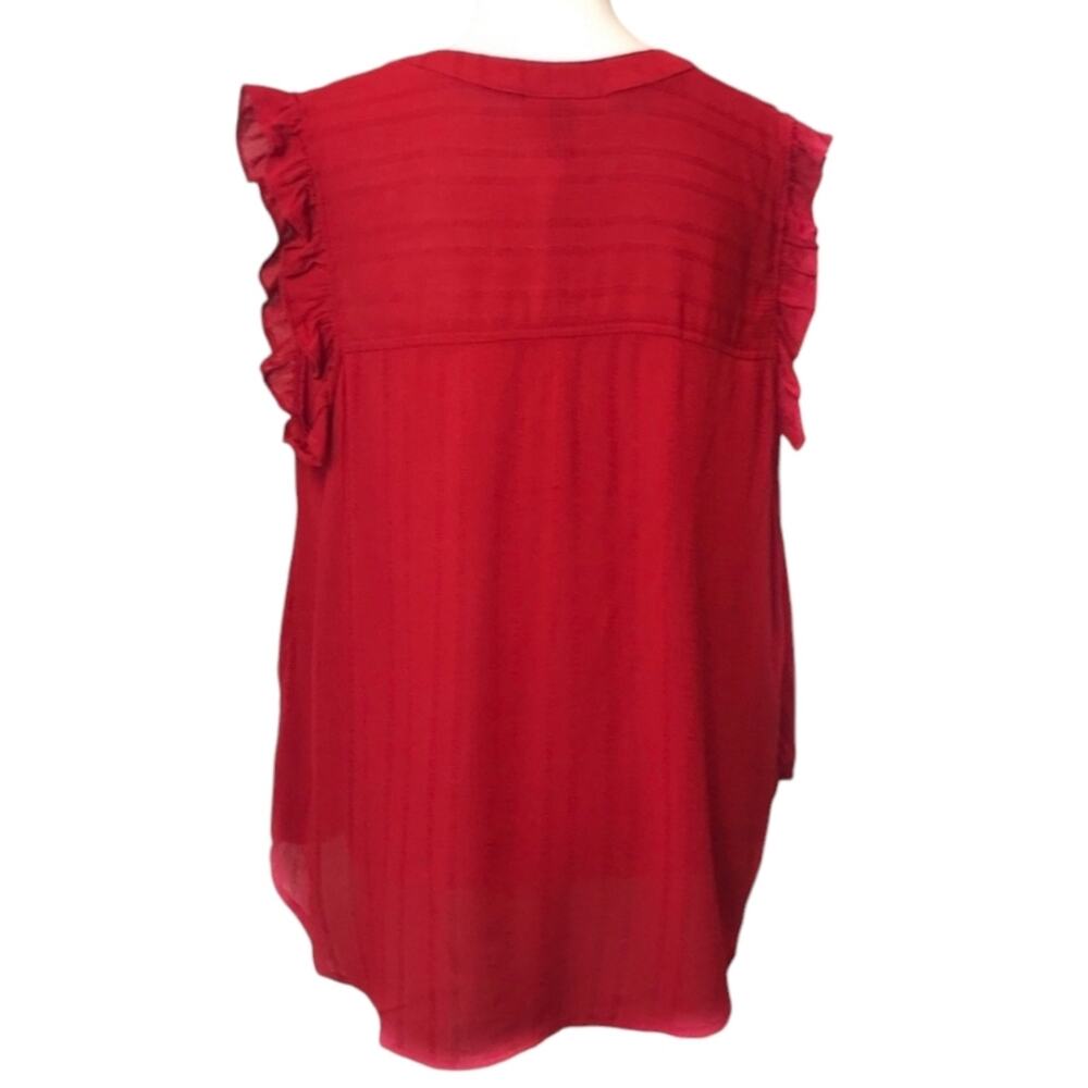 Universal Thread Ripe Red V Neck Ruffle Sleeve Blouse Medium - Picture 10 of 11